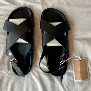 Liberte Leather Black Capri Sandals - Size 42